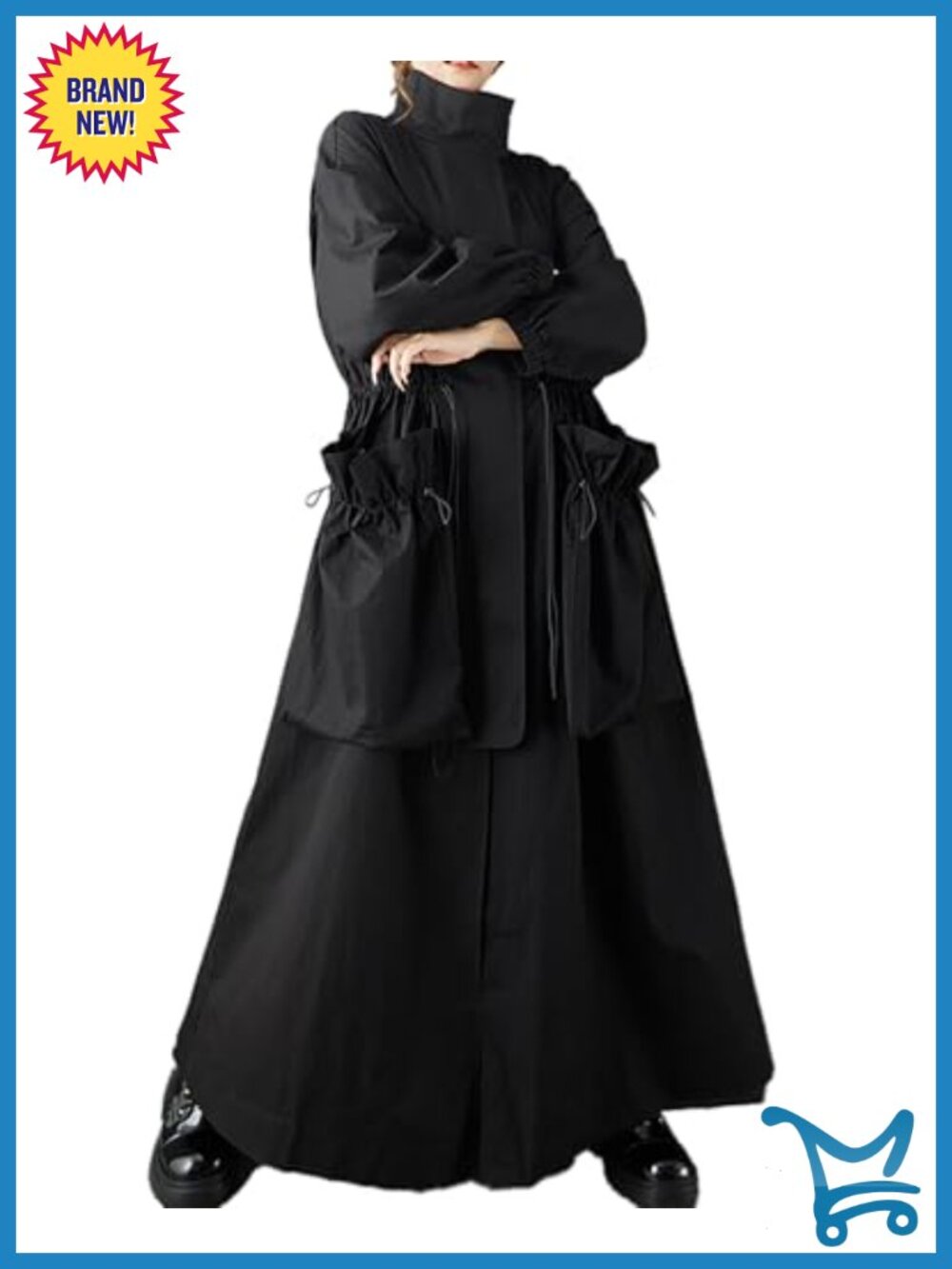 Women's Long Sleeve Zip Up Maxi Coat with Side Pockets, Casual Fall Winter